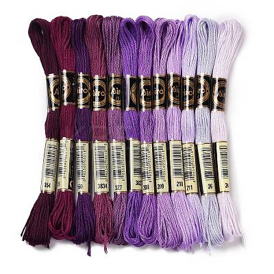 12 Skeins 12 Colors 6-Ply Polyester Embroidery Floss OCOR-M009-01B-10-1