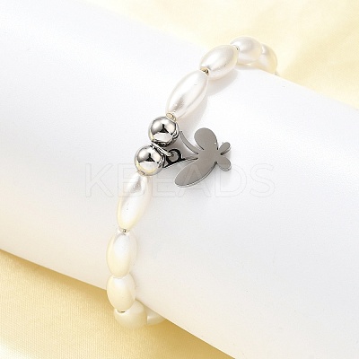 304 Stainless Steel Butterfly Charm Bracelets for Women BJEW-C098-08P-1