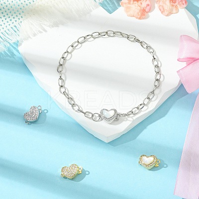 4Pcs 4 Style Brass Micro Pave Clear Cubic Zirconia Box Clasps KK-CJ0003-35-1