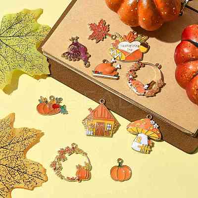 10Pcs 10 Styles Thanksgiving Day Theme Alloy Enamel Pendants ENAM-FS0003-78-1