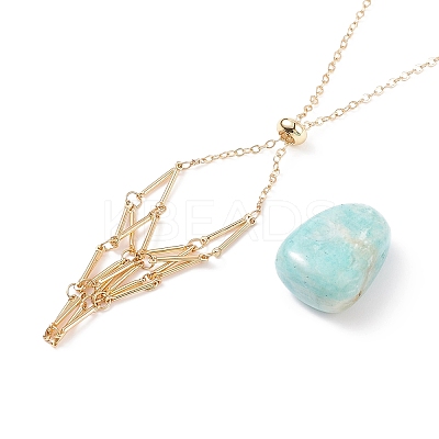 Brass Imitation Macrame Pouch Necklace Makings AJEW-TA00003-1