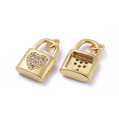 Brass Micro Pave Cubic Zirconia Pendants ZIRC-G163-20G-1
