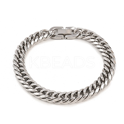 304 Stainless Steel Cuban Link Chain Bracelets BJEW-G766-01P-01-1