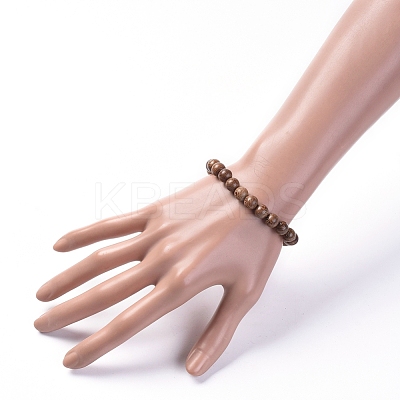 Unisex Wood Beads Stretch Bracelets BJEW-JB04957-1