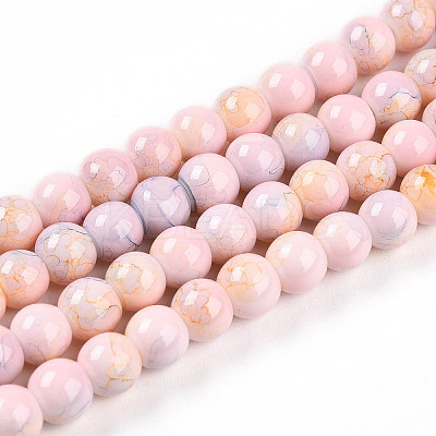 Baking Paint Glass Beads Strands DGLA-N003-6mm-C01-1