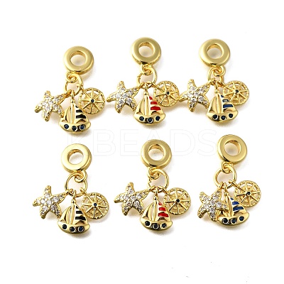 Brass Micro Pave Cubic Zirconia European Dangle Charms KK-Z102-21G-1