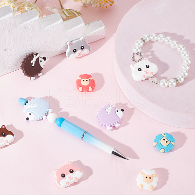 15Pcs 15 Style Animal Theme Food Grade Eco-Friendly Silicone Focal Beads SIL-SC0001-41-1