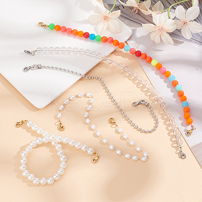 5Pcs 5 Styles Round Plastic & Acrylic Beads Baseball Cap Chain AJEW-GO00046-1