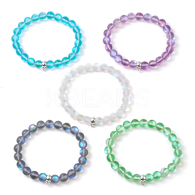 8mm Round Synthetic Moonstone Beaded Stretch Bracelets Making BJEW-JB11394-1