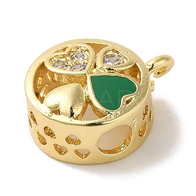 Rack Plating Brass Micro Pave Clear Cubic Zirconia with Enamel Pendant KK-P267-16G-1