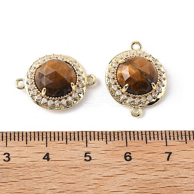 Natural Tiger Eye Faceted Connector Charms G-H323-03G-09-1