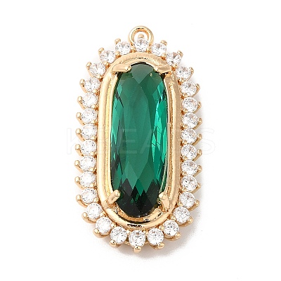 Brass with K9 Glass & Rhinestone Pendants KK-Q770-06G-1
