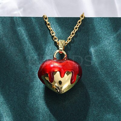 Brass FireBrick Enamel Pendant Necklaces for Women NJEW-K381-08B-G-1