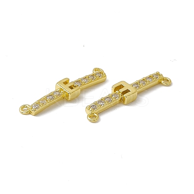 Rack Plating Brass Micro Pave Clear Cubic Zirconia Connector Charms KK-C007-37G-E-1