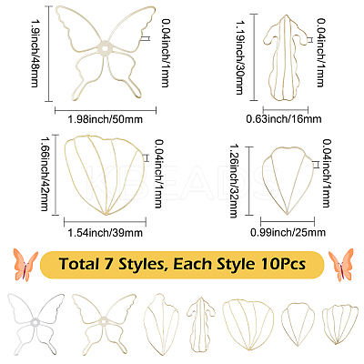 70Pcs 7 Styles Iron Open Back Bezel FIND-SC0019-88-1