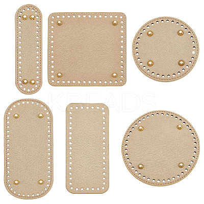 6Pcs 6 Style Flat Round PU Leather Knitting Crochet Bags Nail Bottom Shaper Pad DIY-PH0021-06C-1