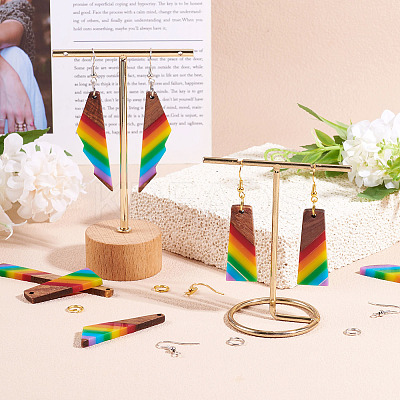 Resin & Walnut Pendants DIY Dangle Earrings Making Kits DIY-TA0011-03B-1