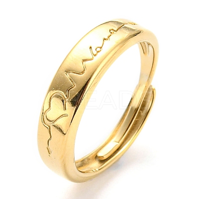 304 Stainless Steel Heart Beat Adjustable Ring for Women RJEW-C016-25G-1