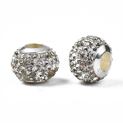 Handmade Polymer Clay Rhinestone European Beads RB-N053-001-12-1