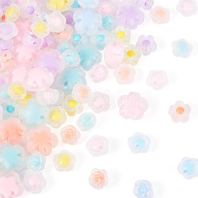 200Pcs 4 Styles Frosted Transparent Acrylic Beads OACR-TA0003-54-1
