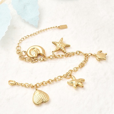 304 Stainless Steel Charm Bracelets BJEW-P368-07A-G-1