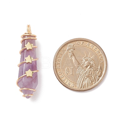 Natural Amethyst Pointed Pendants PALLOY-JF01703-01-1