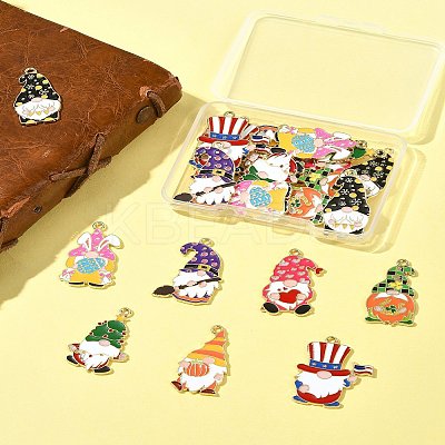 24Pcs 8 Styles Alloy Enamel Pendants ENAM-FS0002-80-1