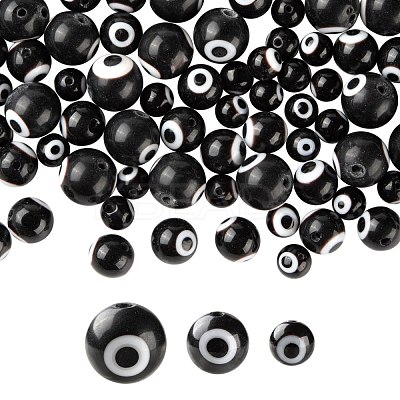 3 Strands 3 Style Handmade Evil Eye Lampwork Round Bead Strands LAMP-LS0001-12E-1