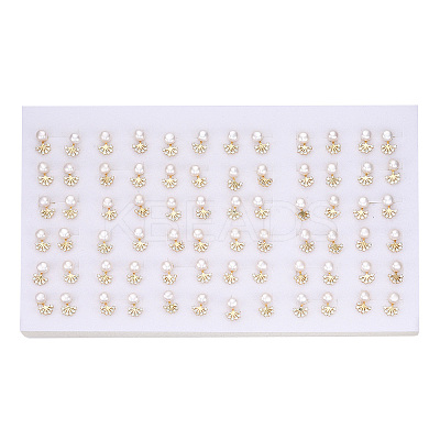 Clear Cubic Zirconia Tree of Life Stud Earrings with Natural Pearl PEAR-N020-06I-1