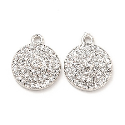 Brass Micro Pave Clear Cubic Zirconia Pendants KK-E071-16P-1