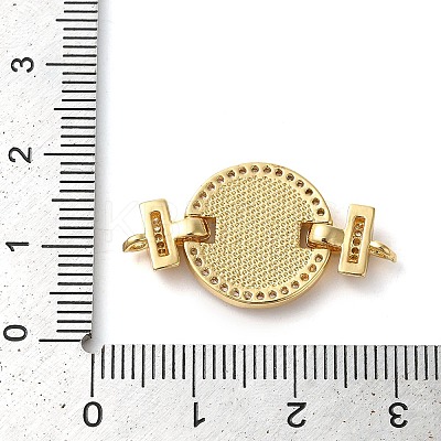 Rack Plating Brass Micro Pave Cubic Zirconia Flat Round Connector Charms KK-K385-100G-01-1