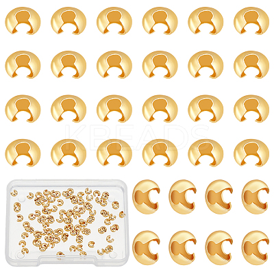 100Pcs Brass Crimp Beads Covers KK-UN0003-51-1