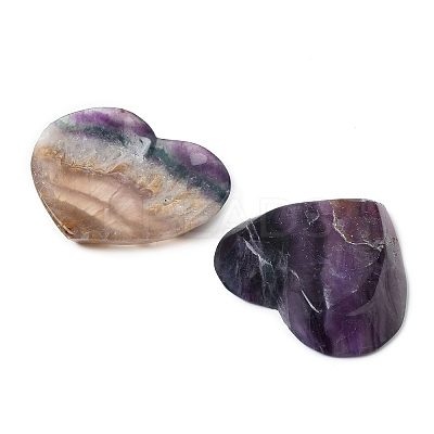 Natural Fluorite Carved Heart Figurines Statues for Home Desktop Decoration DJEW-A016-01-1