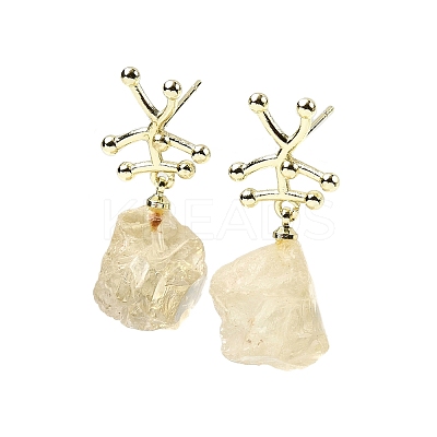 Brass Nuggets Dangle Stud Earrings EJEW-D345-01G-1