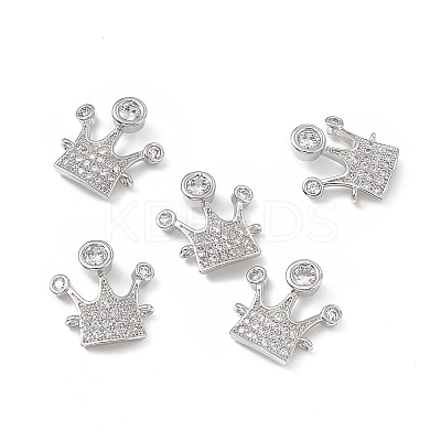 Brass Pave Clear Cubic Zirconia Connector Charms KK-E068-VB347-1