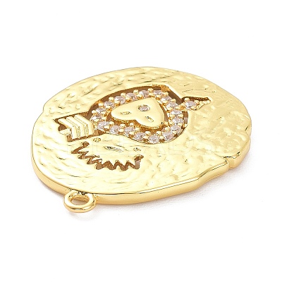 Brass Micro Pave Clear Cubic Zirconia Pendants ZIRC-P085-23G-1