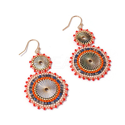 Glass Seed Braided Dangle Earrings for Women FIND-PW0024-17B-1