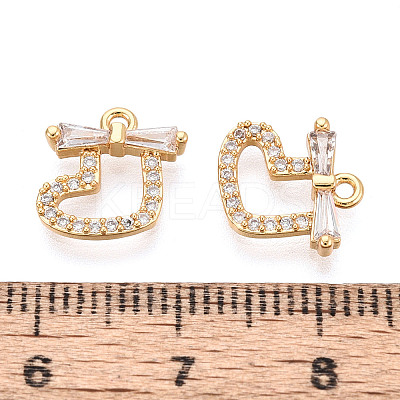 Brass Micro Pave Clear Cubic Zirconia Charms KK-N286-01G-1