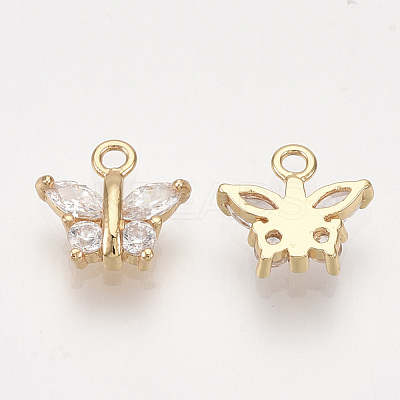 Brass Cubic Zirconia Charms KK-S348-441-1