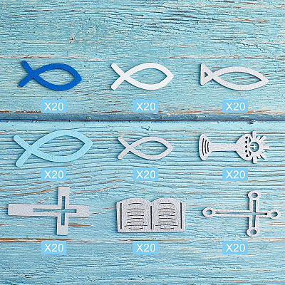180Pcs 9 Style Poplar Wood Decorations DIY-FH0003-38-1