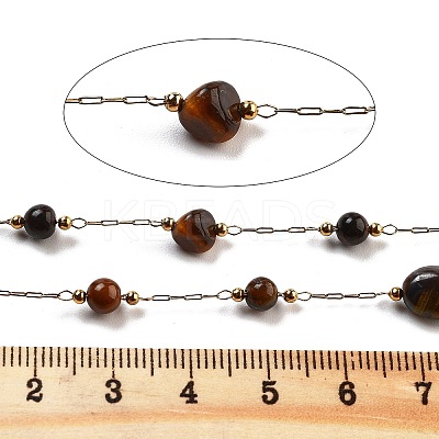 Handmade Nuggets Natural Tiger Eye Beaded Chains CHS-P019-06G-A-1