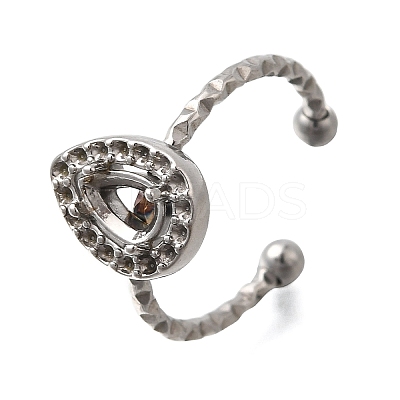 Teardrop 304 Stainless Steel Adjustable Cuff Ring Components STAS-H237-02B-P-1