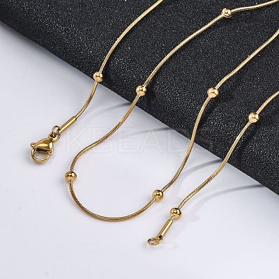 PVD Vacuum Plating 304 Stainless Steel Round Snake Chain Necklaces STAS-A051-08G-1