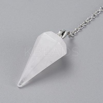 Platinum Tone Brass Crystal Cone Hexagonal Pointed Dowsing Pendulums MAK-M015-01I-1