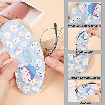 1Pc Flower Printed PU Leather Portable Slim Sunglasses Pouch AJEW-CN0003-25A-1