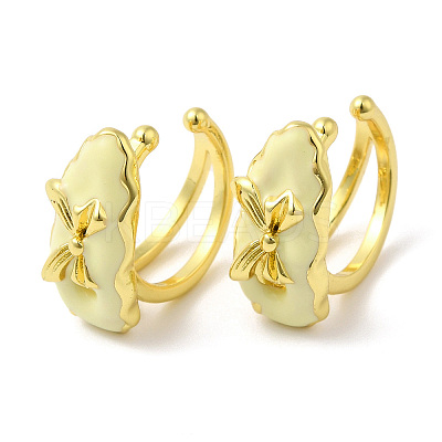 Enamel Bowknot Cuff Earrings EJEW-G348-03G-1