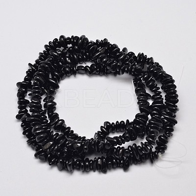 Natural Black Tourmaline Chip Bead Strands X-G-L444-08-1