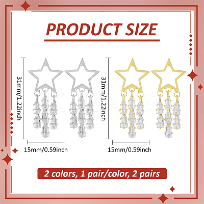 2 Pairs 2 Colors Alloy Enamel Dangle Stud Earrings EJEW-HY0001-20-1