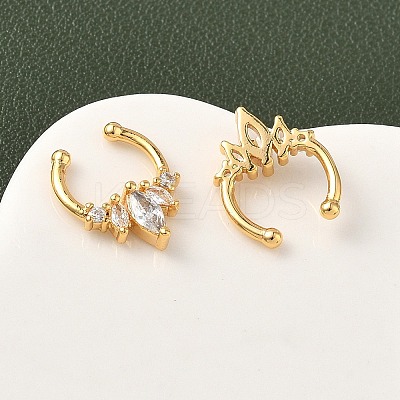 Brass Pave Clear Cubic Zirconia Circular/Horseshoe Barbell Nose Rings EJEW-D337-18C-G-1