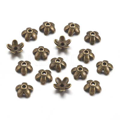 Tibetan Style  Zinc Alloy Bead Caps X-TIBEB-6.5x3-AB-FF-1